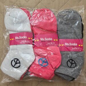 Women's Ankle Socks, Peace Sign Print, 9-pack